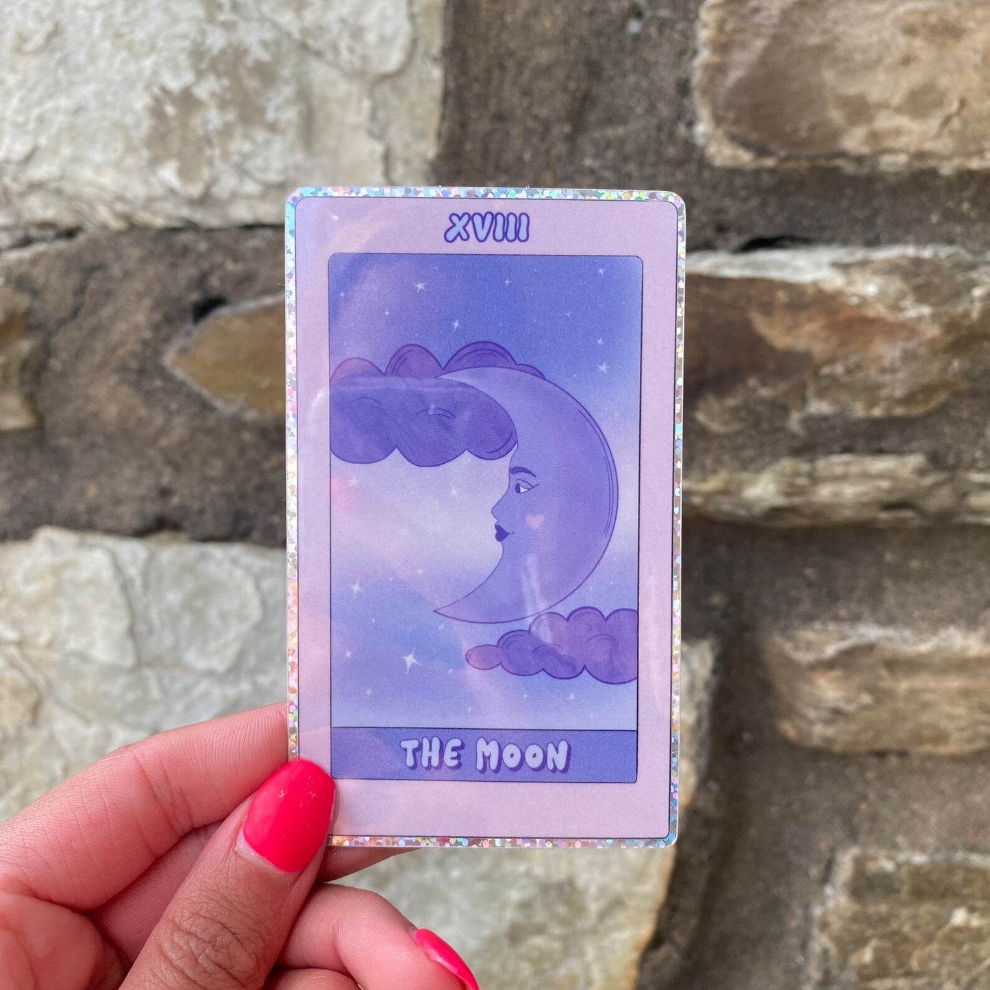 'The Moon' Tarot Card Sticker - Glitter Sticker