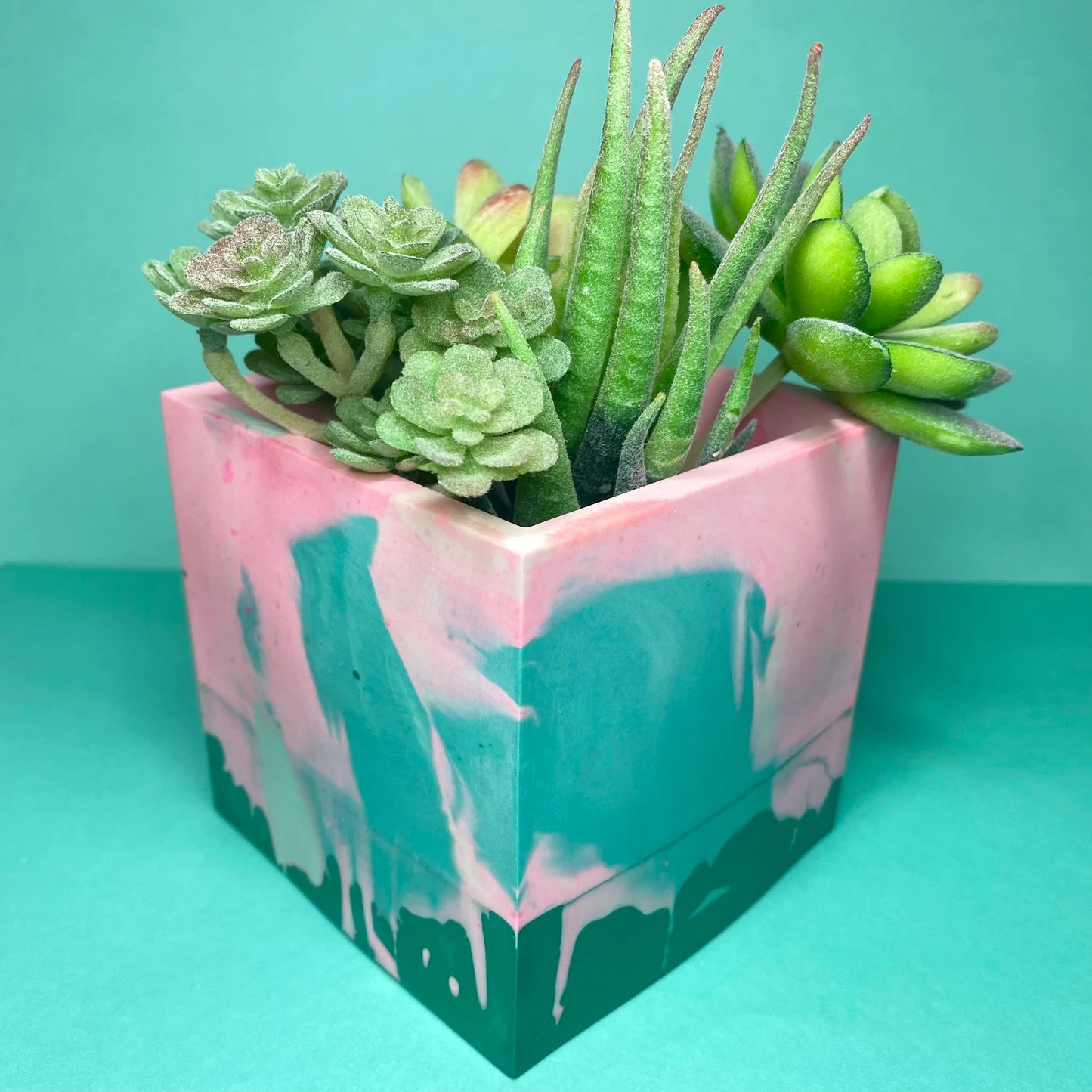 Pink & Green Cube Planter