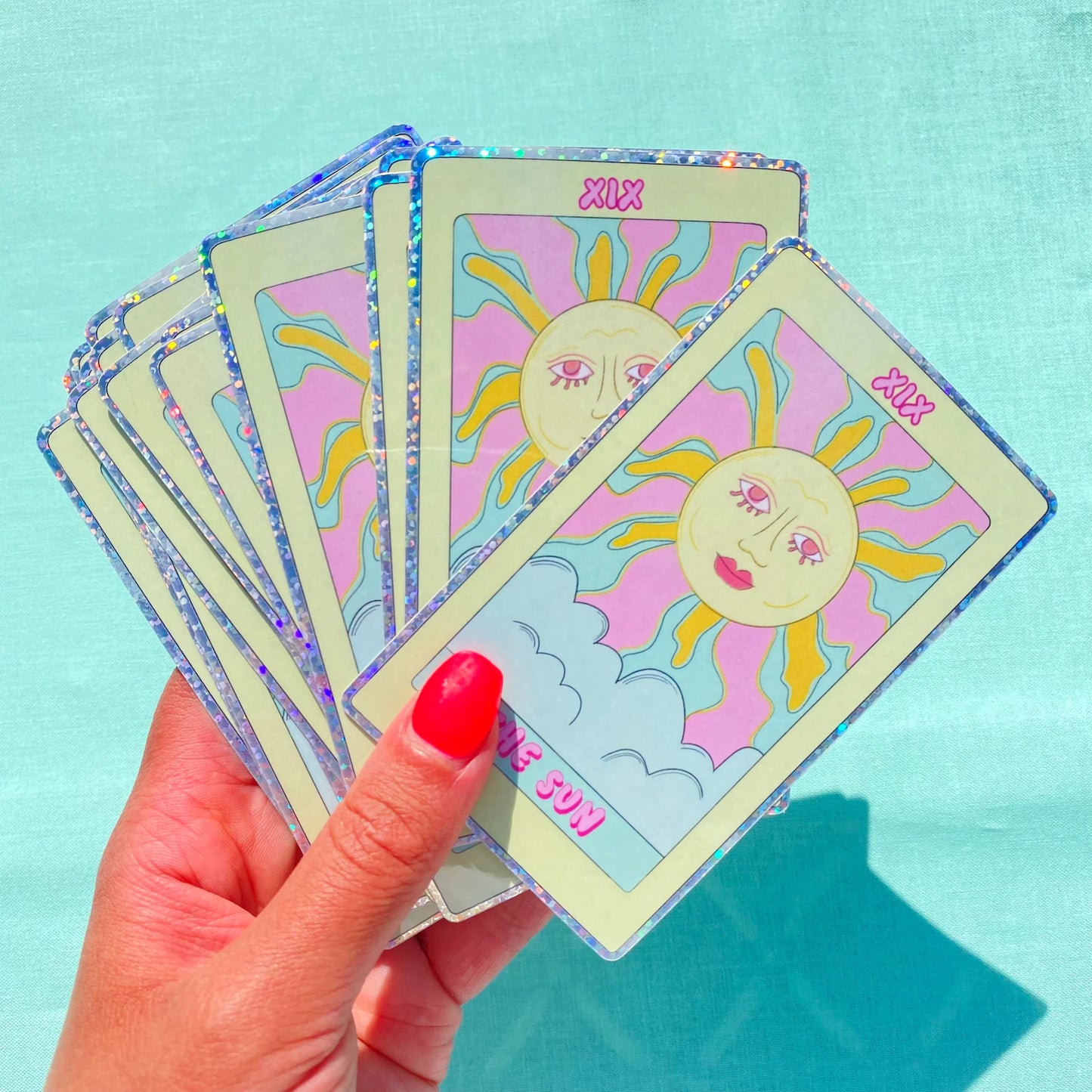 'The Sun' Tarot Card Sticker - Glitter Sticker