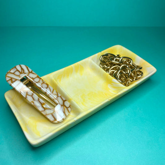 Yellow Marbled Organizer Trinket Dish