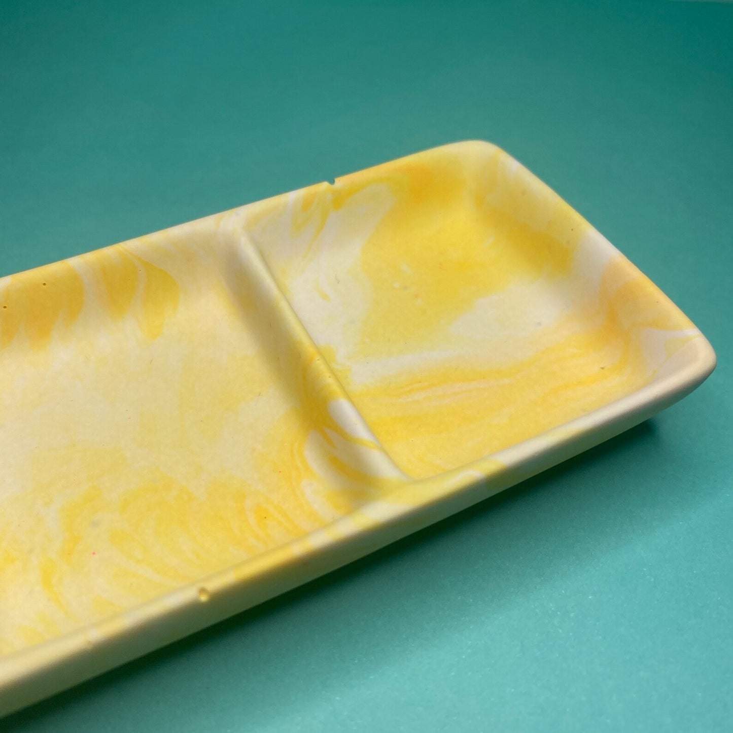 Yellow Marbled Organizer Trinket Dish