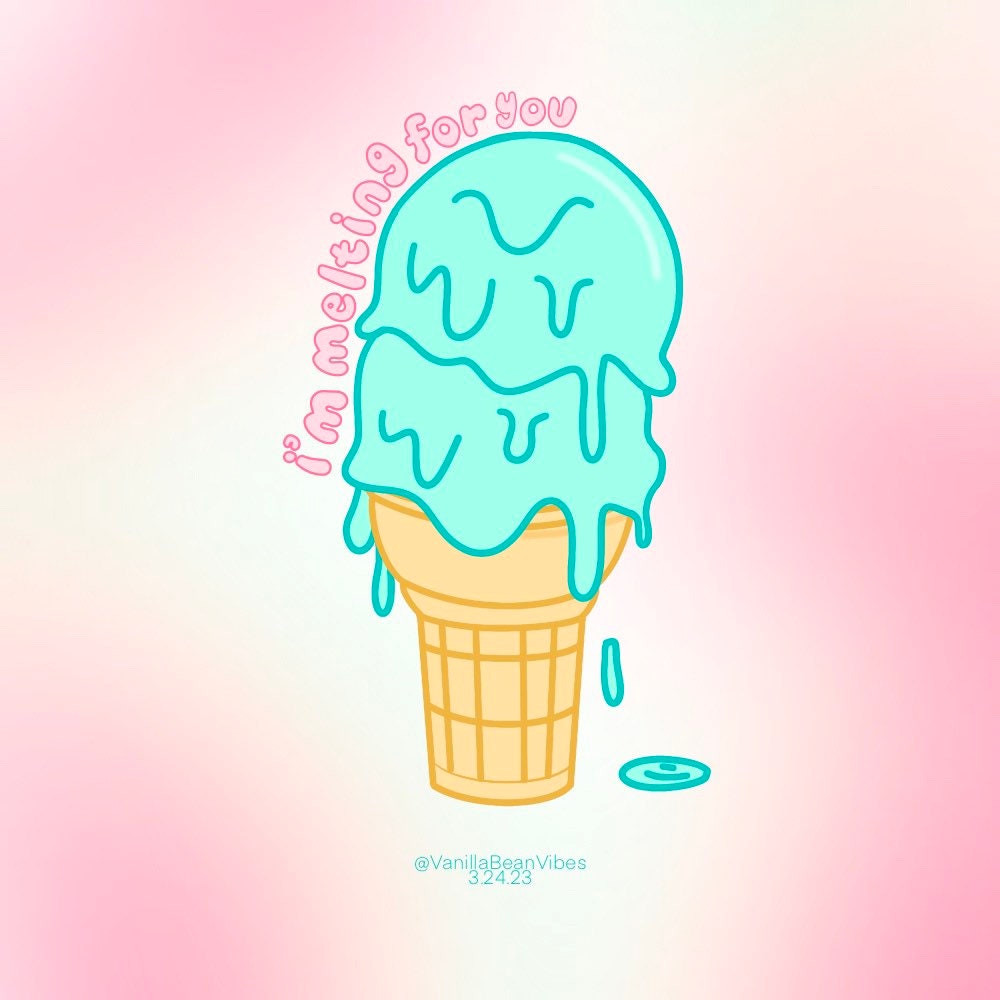 Ice Cream Sticker 'I'm Melting for You" - Holographic Sticker/Glitter Sticker