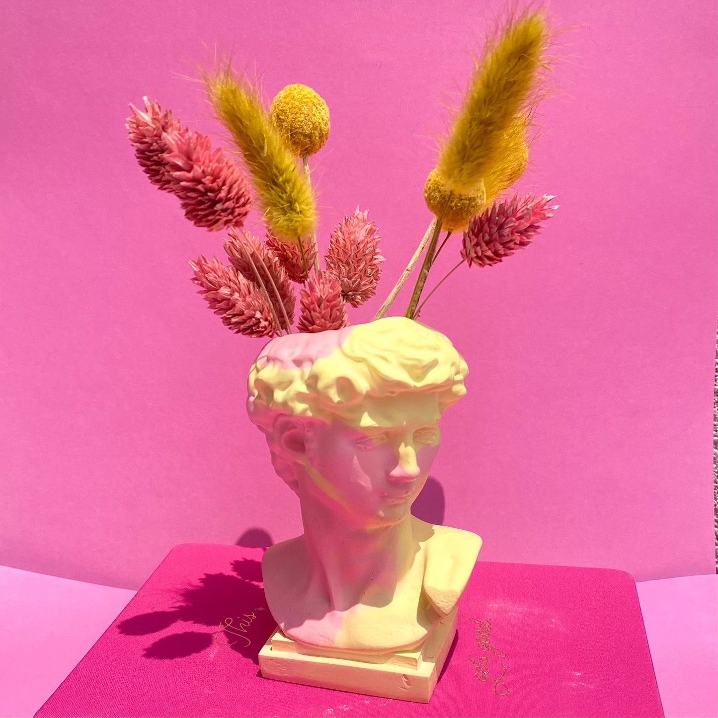 David Statue Vase - Abstract Pot - Dopamine Decor, Maximalist Decor - Yellow & Pink Home Decor